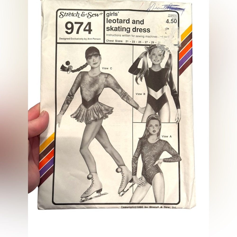 Stretch & Sew #974 Girls' Leotard Skating Dress Pattern C1990 Vintage